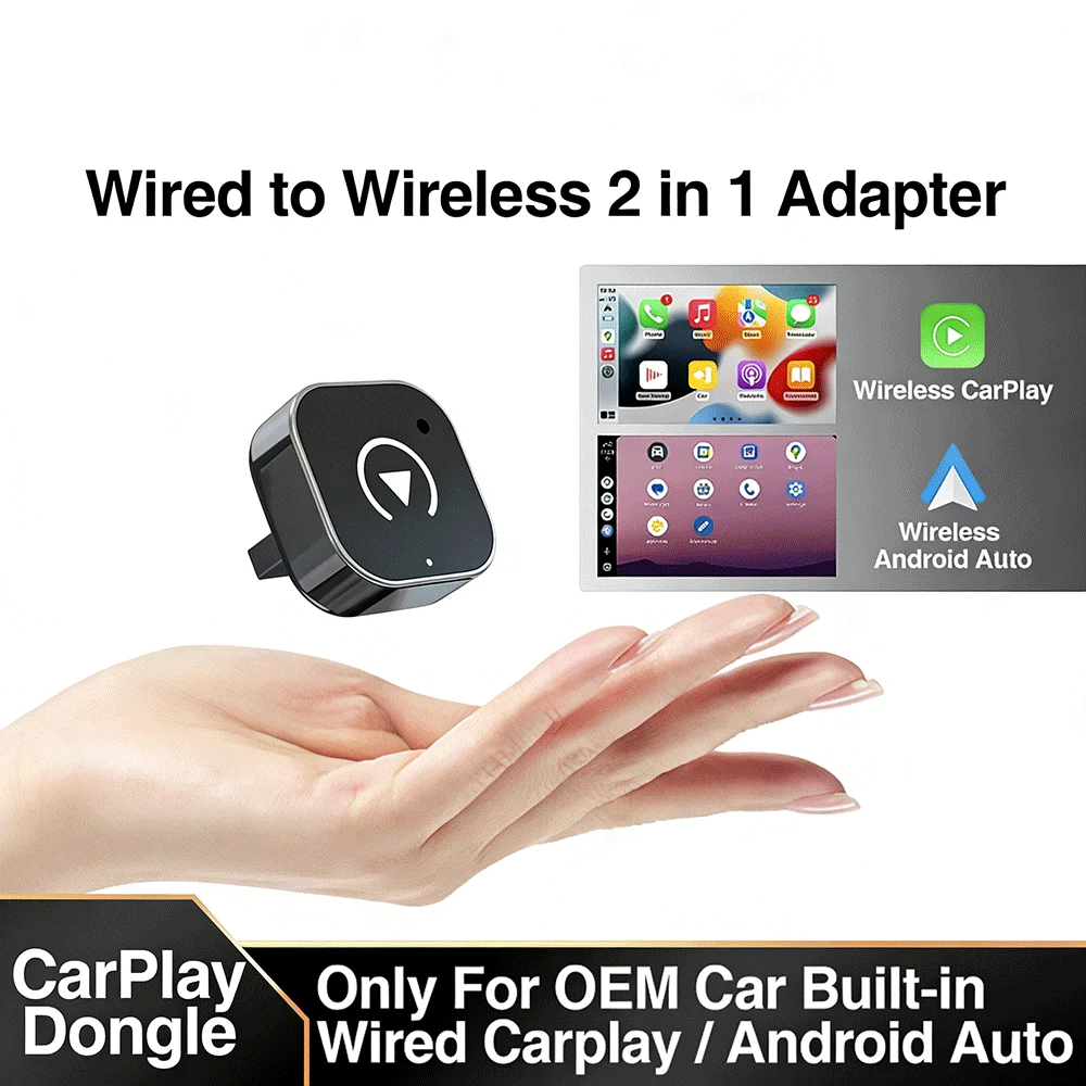 Wireless Carplay Adapter & Android Auto 2026 Upgrade Wired CarPlay to Wireless,2-in-1 Mini USB Design with Fast Stable Connectio
