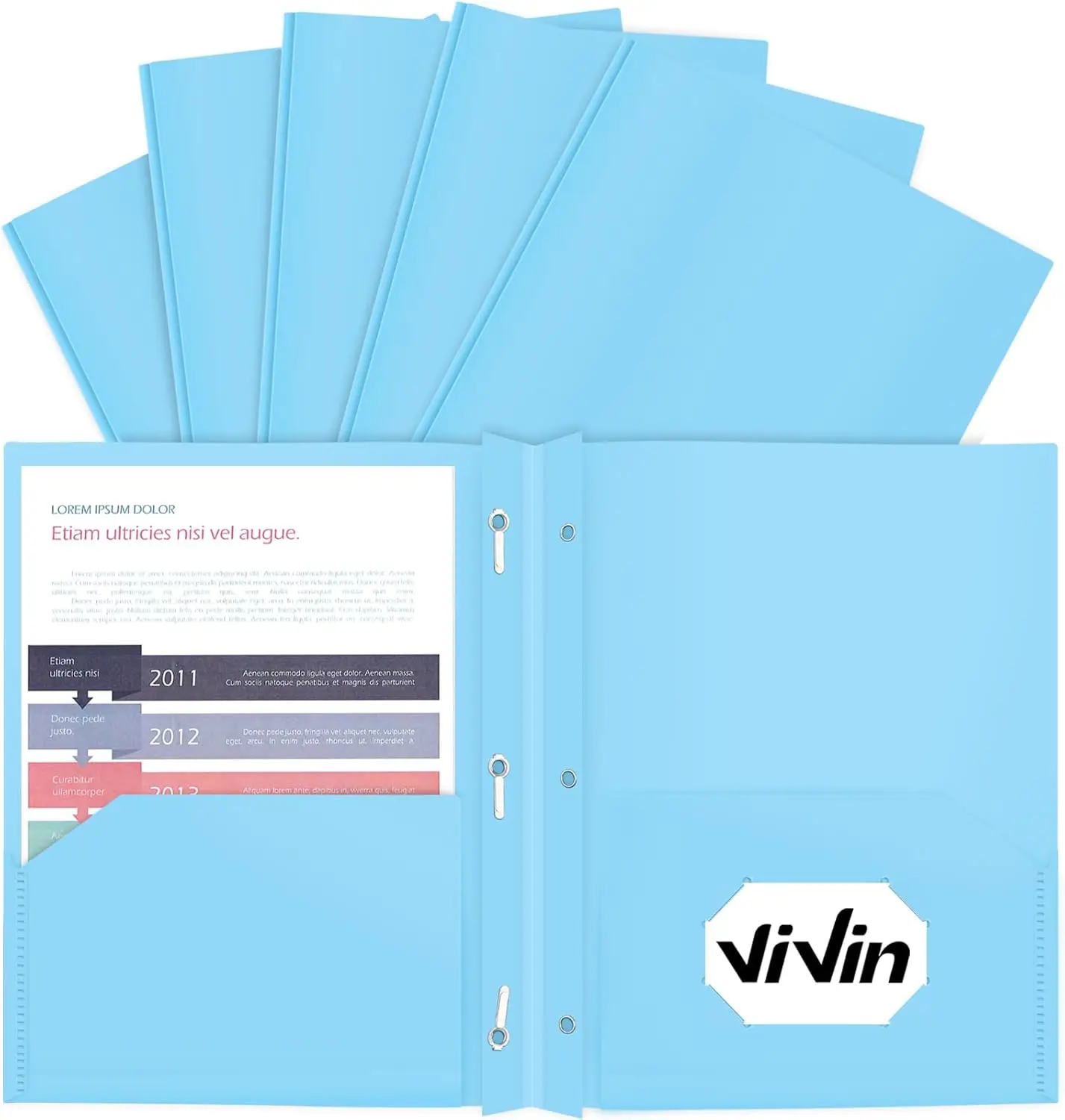 

2-Pocket Folders with Brads, Pastel Color, 12-Pack, Durable Plastic Folder with 3-Prong Fasteners, Holds US Letter Size Paper, for School, Home and Office (Light Blue)
