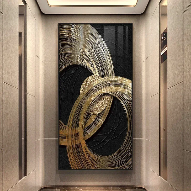 Luxury Mural Lamp Interior Entrance Decoration Painting Vertical Corridor Simple Abstract Living Room Hanging Painting Liight