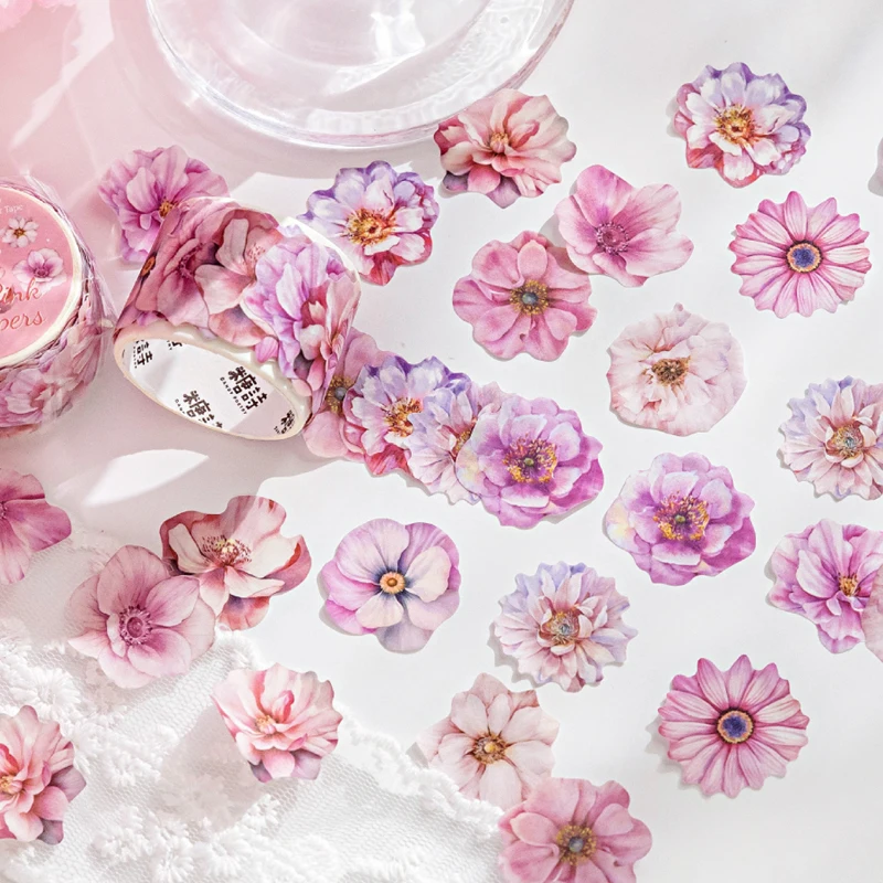 Washi Tape 100pcs/Roll Spring Color Flower Shaped Tape - Handbook Stationery for DIY Handmade & Scrapbook Diary Decoration