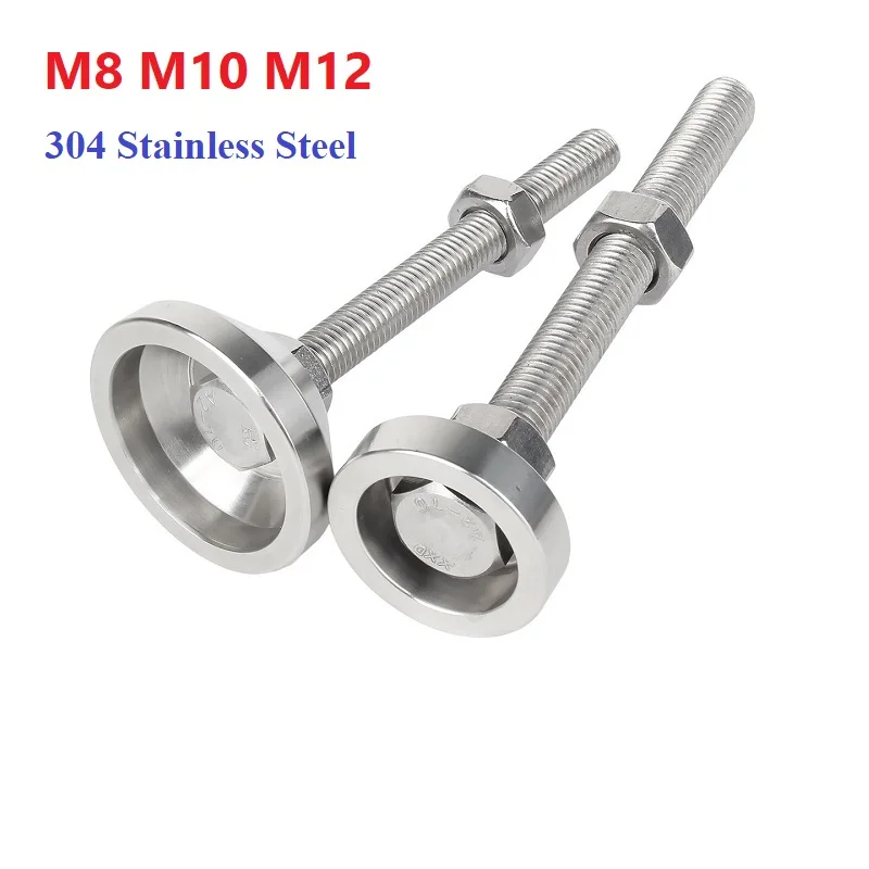Heavy Fixed Foot Screw Anti-Slip Shock-Absorbing Adjustable Legs Swivel Base M8 M10 M12 304 Stainless Steel