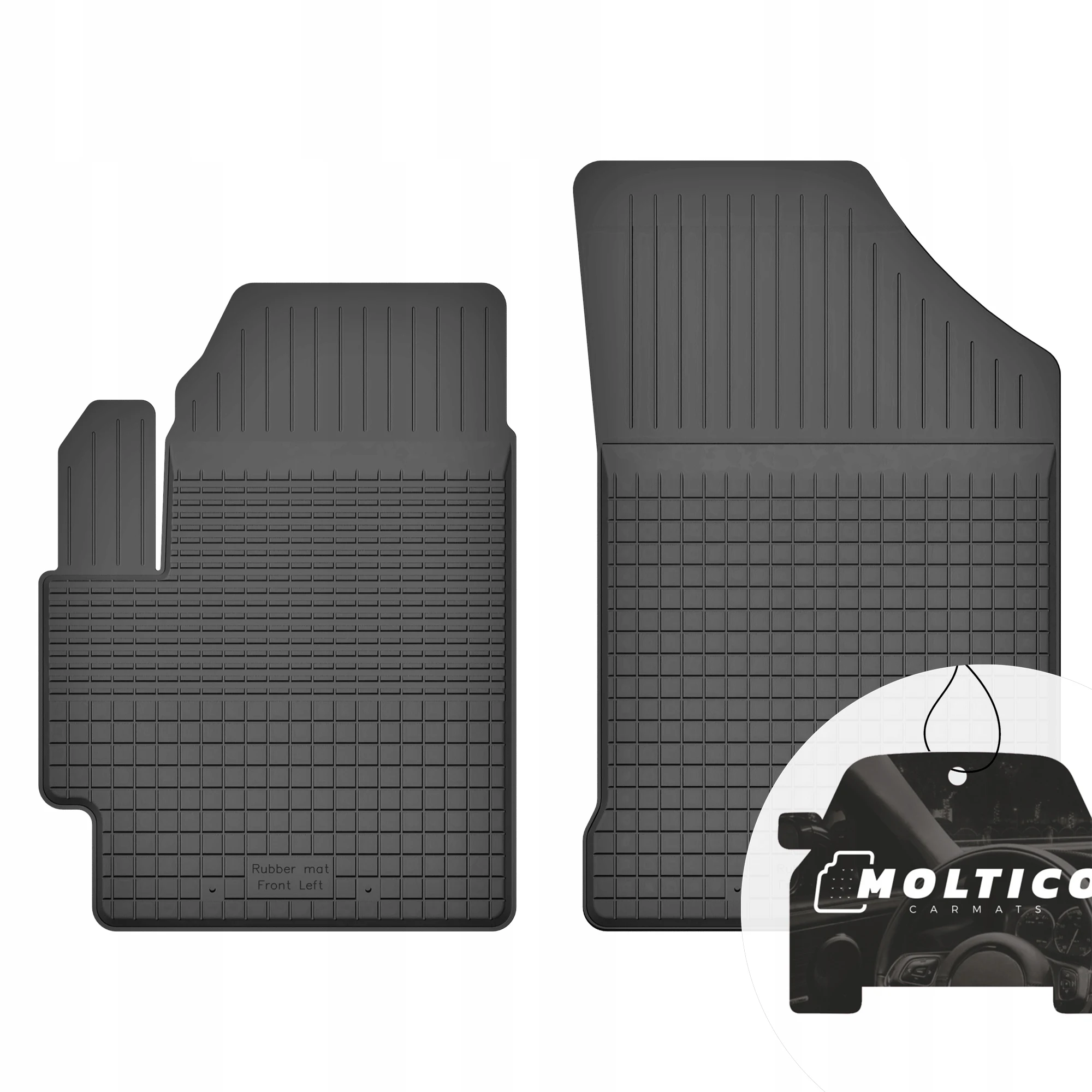 Rubberen vloermatten, geschikt voor de voorzijde van een Mazda 6 GH II, bouwjaar 2008-2012, inclusief rand.