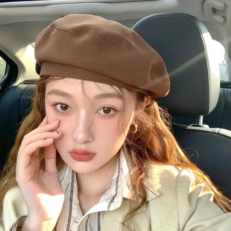 Cotton Berets Solid Vintage Spring Summer French Octagonal Forward Peaked Hats Painter Hat Street Military Beret Women Girl Caps