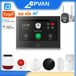 CPVAN Draadloze WiFi Tuya Smart Home Alarmsysteem Thuis inbreker Beveiliging Alarm DIY kit Alarm ingebouwde 5000mAh batterij