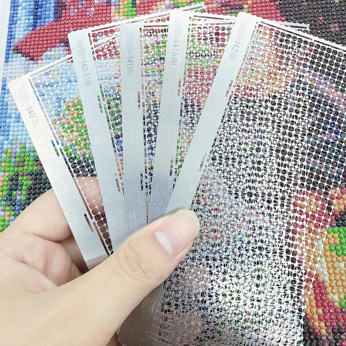 5pcs/set Diamond Painting Art Stainless Steel 140/140.5/141/141.5/142 DIY Drawing Ruler Blank Grids Round Diamond Moasic Tool view 3