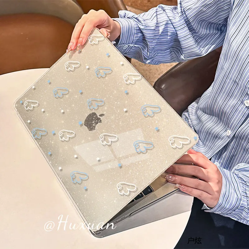 Korean Ins Angel Wings Shining Laptop Case For Macbook Air 13.6 M4 NEO 15 M3 Hard Cover For Mac Book Pro 13 M1 M2 14 M4 M5 16