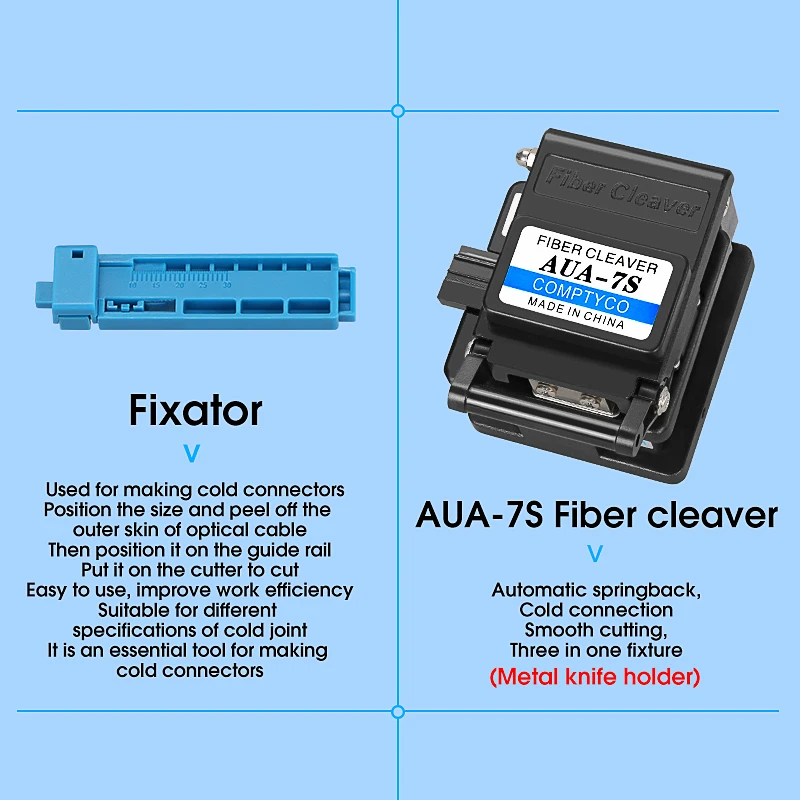 COMPTYCO AUA-M7/M5 Optical Power Meter and 30mw (purple) Visual Fault Locator AUA-7S Fiber Cleaver FTTH Fiber Optic Tool Kit