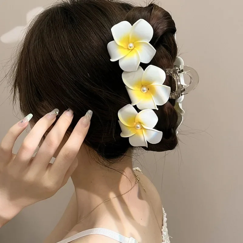 Yellow Mini Lily Hair Clip Korean Sweet Phalaenopsis Cherry Blossom Hairclaw Designer Pink High Elasticity Rubber Band Hair Rope