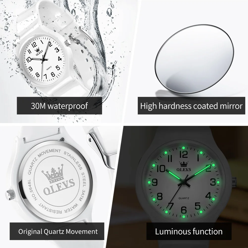 OLEVS 5648 Orologio da donna Orologio da polso al quarzo semplice moda originale Orologio da donna luminoso impermeabile Orologio da studente digitale Reloj