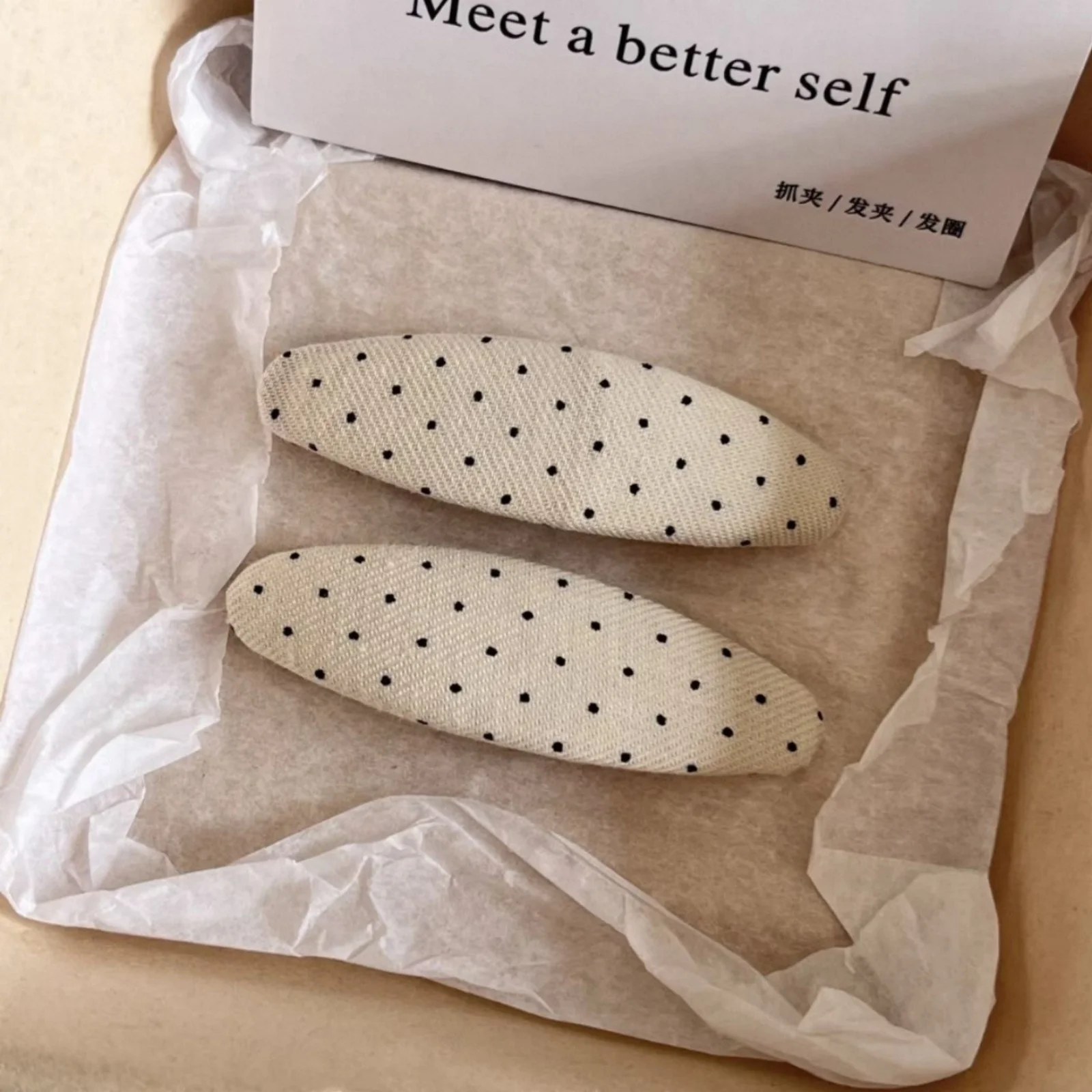 2PCS Cute Polka Dot Fabric Hair Clips, Sweet Non Slip Snap Hair Pins, Elegant Hair Accessory For Women Girls Daily Casual Summer view 2