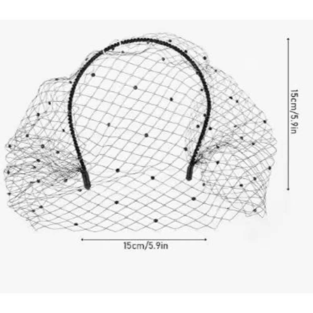 Woman\'s Vintage Black Mesh Headband Face Covering Veil Wedding Suitable for Bridal Accessories Party PROM Birthday Headdress