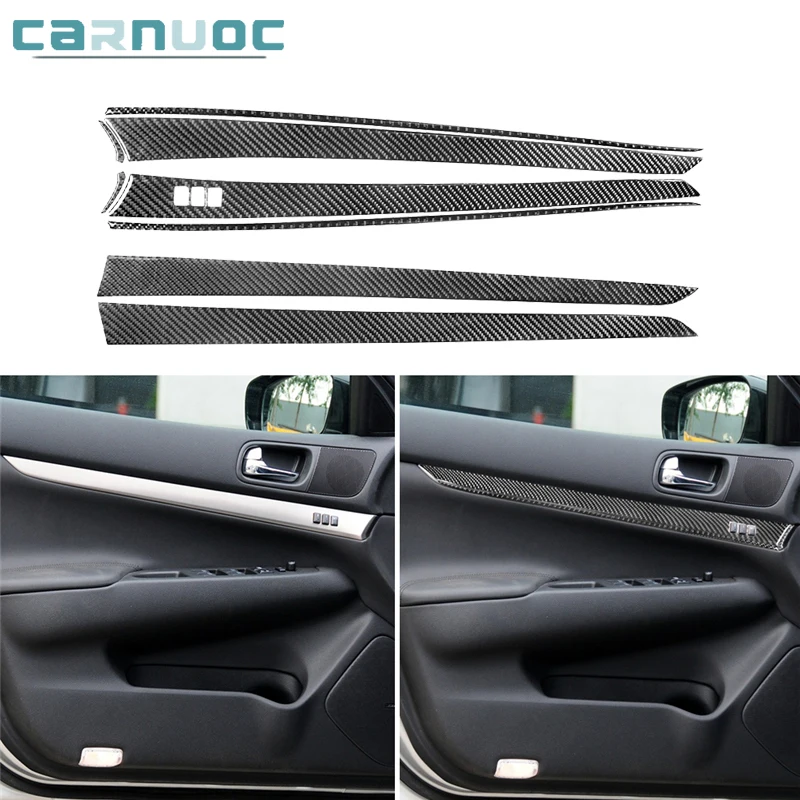 

Carbon Fiber Door Panel Stickers Strip Trim For Infiniti G37 Sedan 2010 2011 2012 2013 Car Interior Decorative Accessories