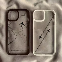 Airplane Route Design Phone Case For Xiaomi Redmi 14C 13C 12C 4G Poco X6 X5 Pro Redmi Note 14 12 11 13 Pro Plus 5G Clear Cover