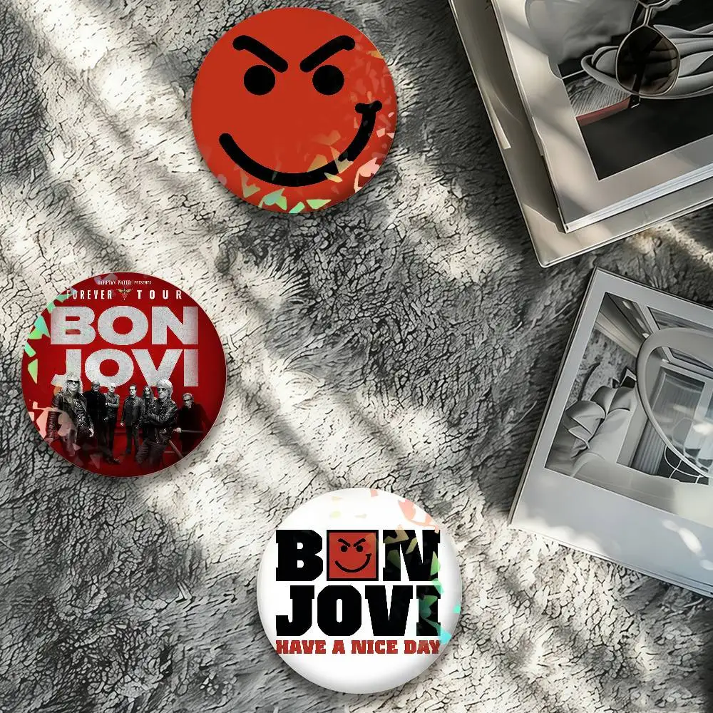 Rock Band B-Bon J-Jovi Forever Laser Badge Pins Handmade Brooches for Backpack Gifts Bag Decor Fans Collect
