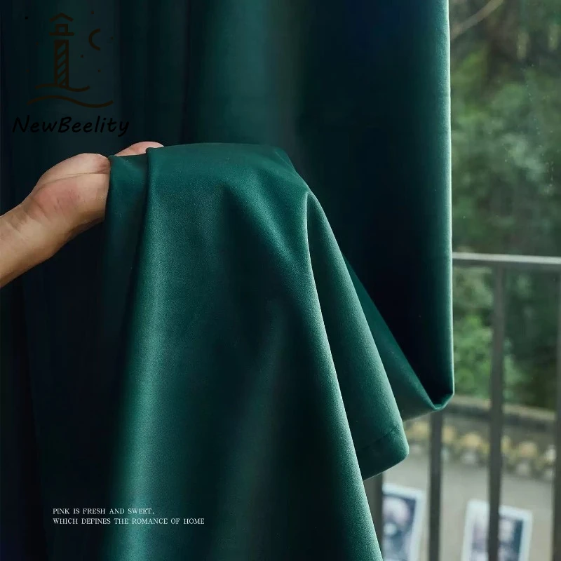 Nordic Luxury Frosted Velvet Curtains Simple Modern Ins Curtains for Living Dining Room Bedroom Custom Size Blackout Decoration