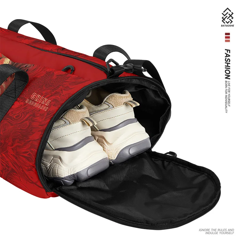 Bolsa de viaje de gran capacidad, bolsa de entrenamiento deportivo con estampado de dragón, mochila multifuncional, bolsa de almacenamiento de equipaje