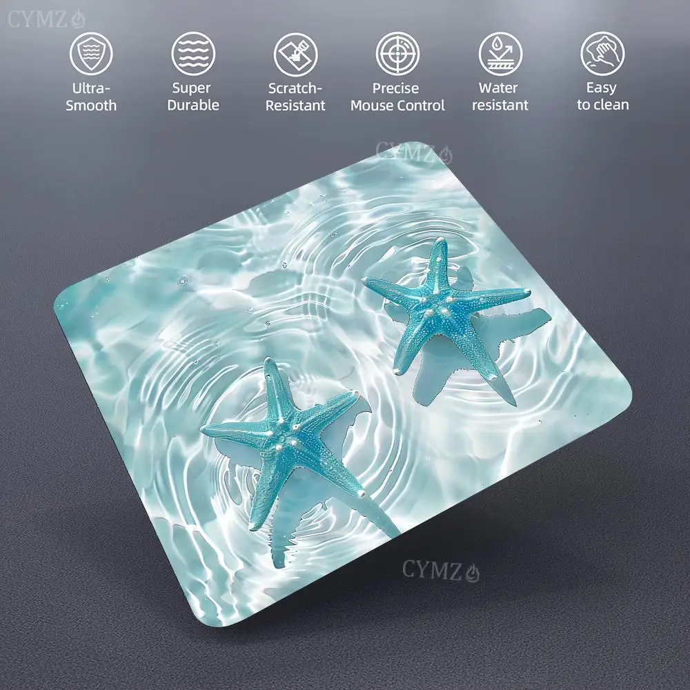 Blue sea star Mouse Pad Small Office Table Mats Computer Accessories Washable Non-slip Rubber with Precision Lock Edge