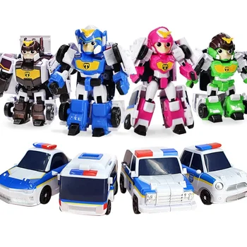 Toy Cop Transformation Auto Justice Rescue Team Car Transformation Robot Mech Deformation Vehicle Action Figure Kids Toys Gift