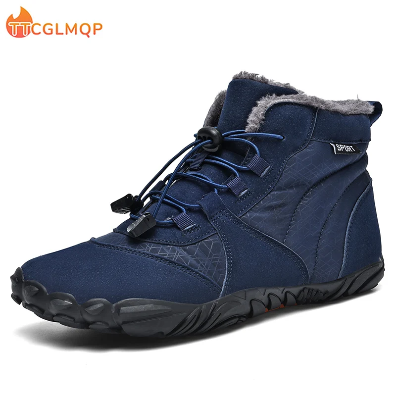 New Winter Booties Men Snow BareFoot Casual Shoes Outdoor Waterproof Work Shoes Warm Fur Men Ankle Shoes Snow Boots Big Size 47