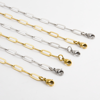 1/5/10pcs Stainless Steel Paper Clip Link Chain Necklace Jewelry 5cm Extension Choker On The Neck Necklaces For Women Men Collar