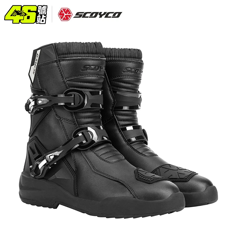 SCOYCO MT038 Motorcycle mid-tube boots riding boots leather TPU protective shell high-tube Protector shoes riding equipment