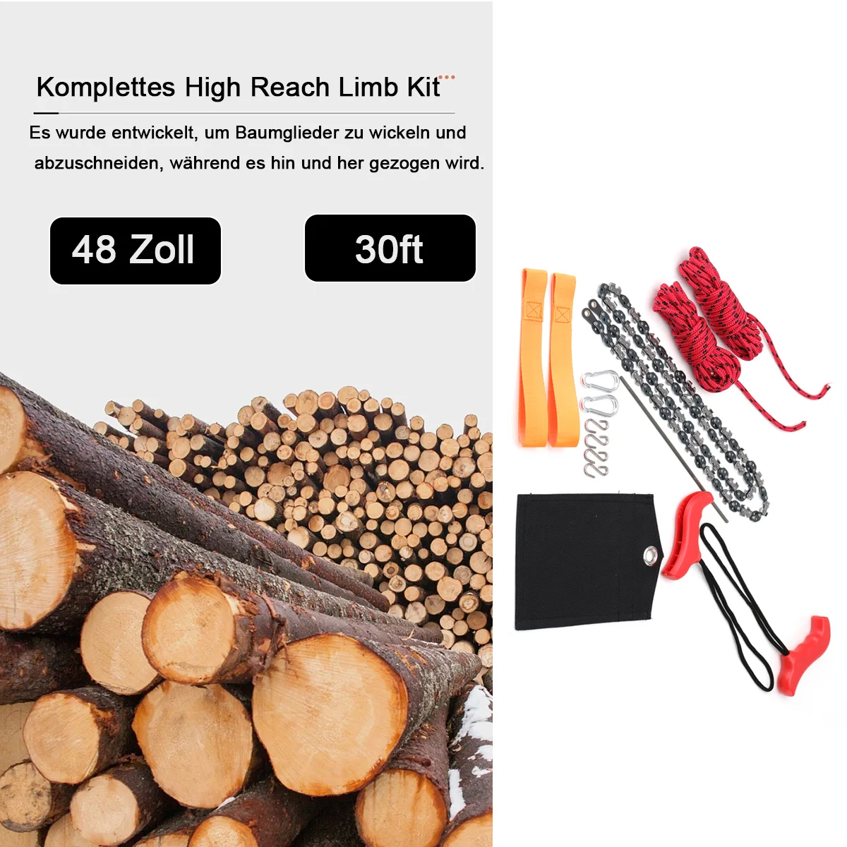 Tragbare Zugsäge 48 Zoll Handgeführte Drahtsäge Outdoor Survival Handkettensäge Multifunktions-Taschenkettensäge – Detail 4