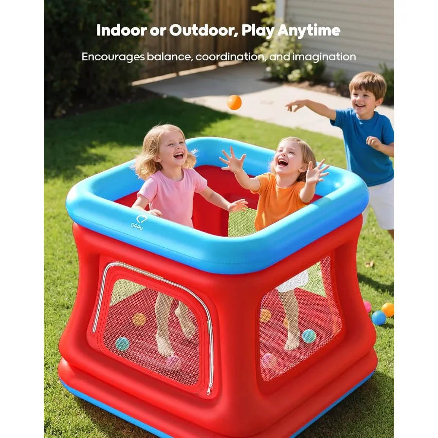 Maison de rebond gonflable 3 en 1 pour les tout-petits âgés de 1 à 3 ans avec fosse à balles et trampoline Caractéristiques de videur à bulles intérieur et extérieur sûr avec