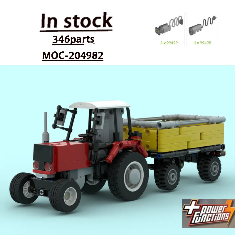 

MOC-204982 New Classic Remote Control Cargo Truck Trailer Building Block Model 346 Parts Boys' Children's Birthday Toy Gift