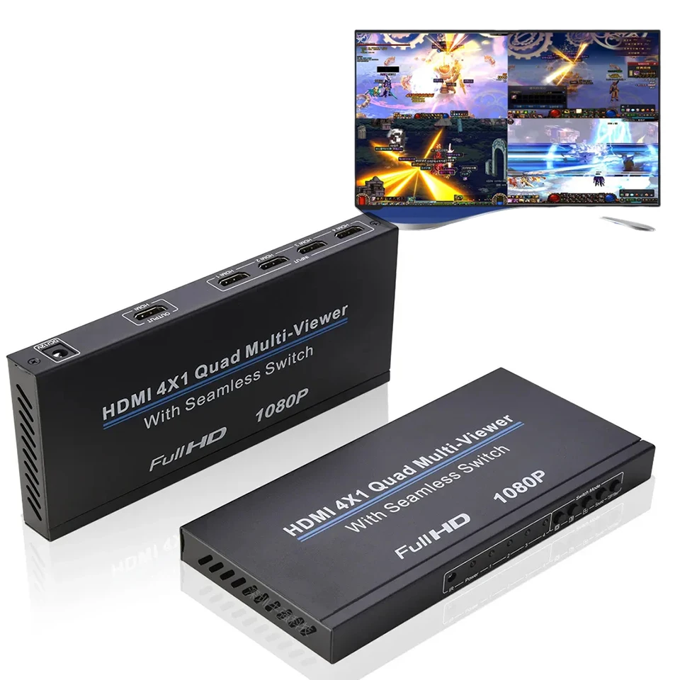 

4x1 HDMI Multi-viewer 1080P 4 Channel Video Multiplexer Quad Multiviewer Seamless Switch Screen Splitter PC To TV 6 Display Mode