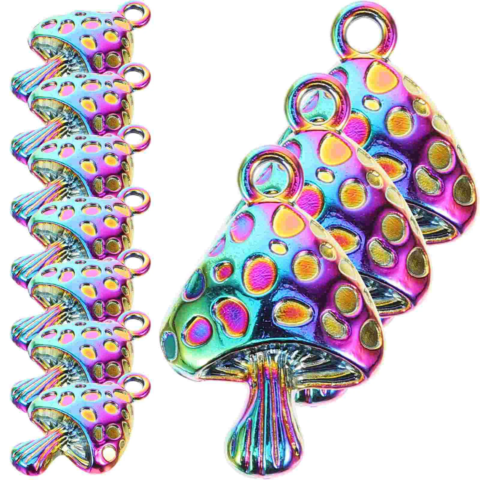 10 Pcs Necklace Mushroom Pendant Compact Decorative Pendants Jewelry Alloy for DIY Hanging Charm