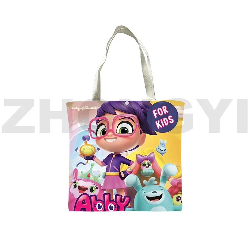 Abby Hatcher Coloring Book Canvas Tote Bag Harajuku Reusable Shopping Bag 3D Cartoon Big Canvas Bag Anime Abby Hatcher Tote Bags