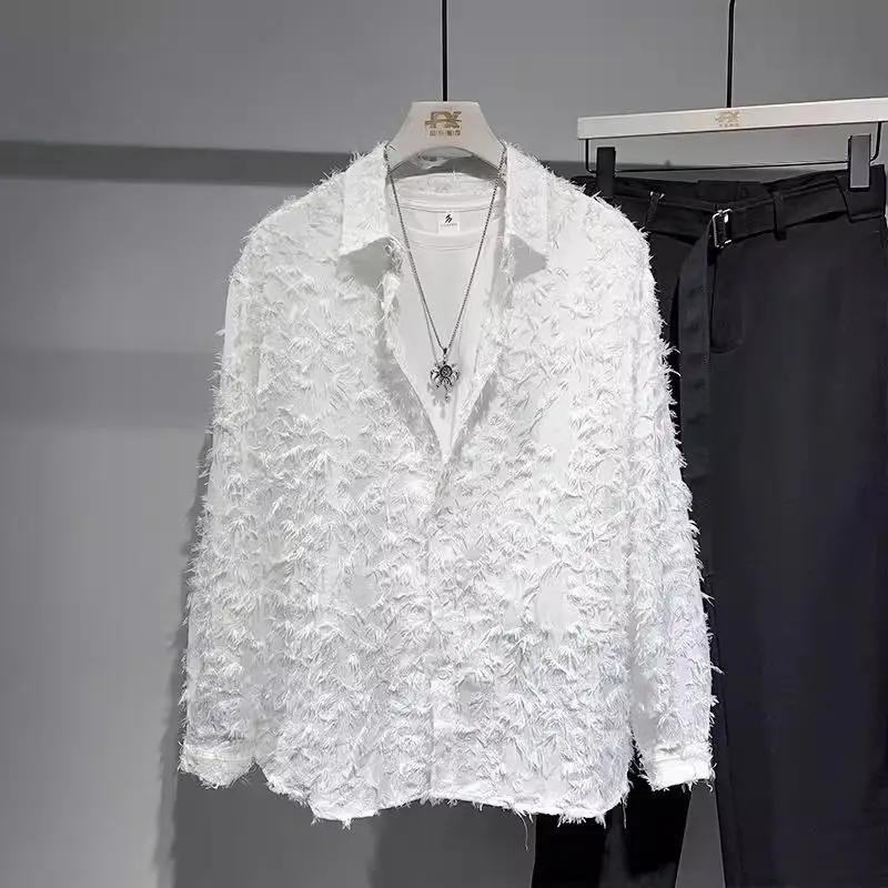 

Гавайская рубашка унисекс с длинным рукавом, мужская корейская весна-лето, новый нишевый дизайн, крутые модные индивидуальные свободные повседневные дизайнерские рубашки