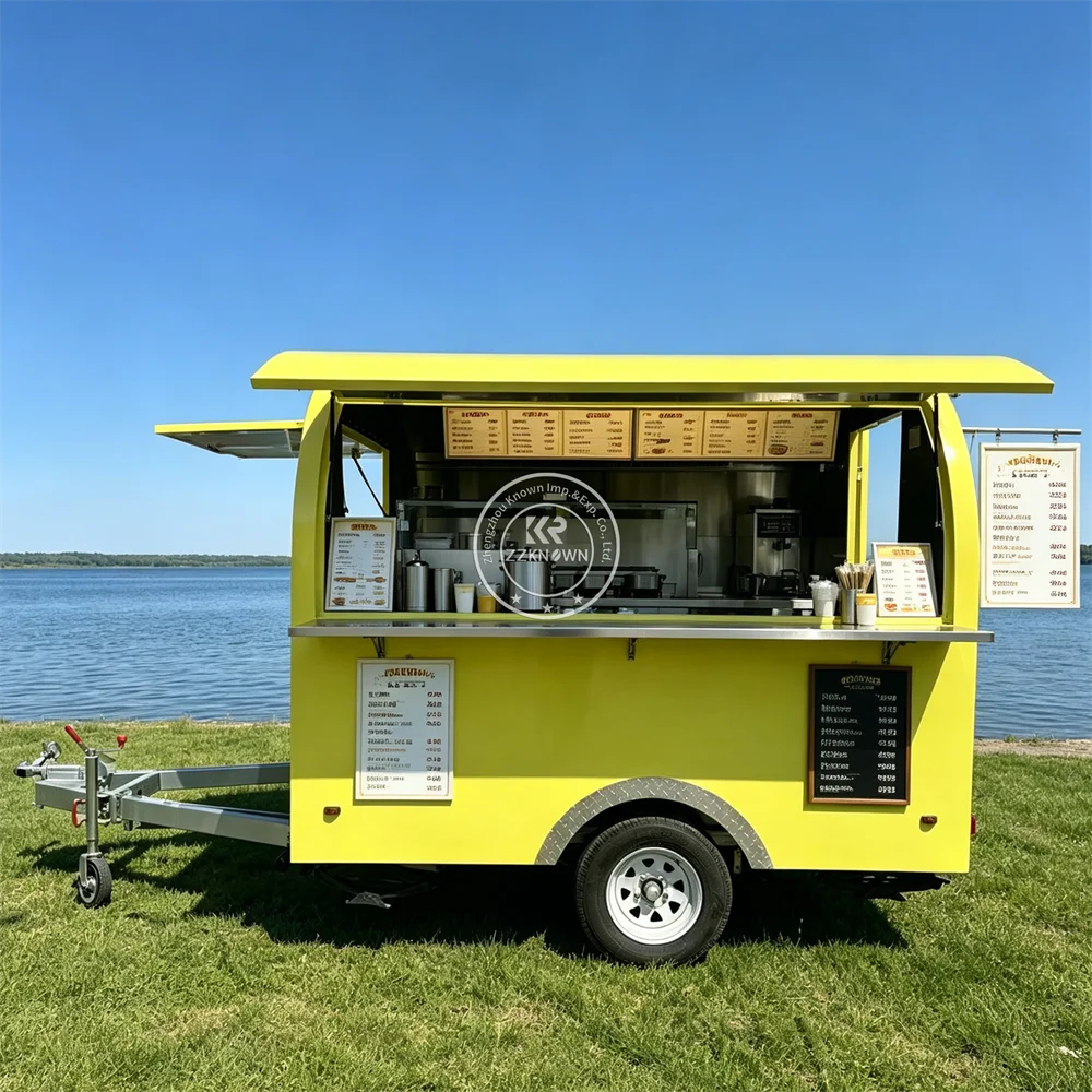 Professional Food Truck Concession Food Trailer Customized Street Mobile Restaurant Trailer with Stainless Steel Kitchen
