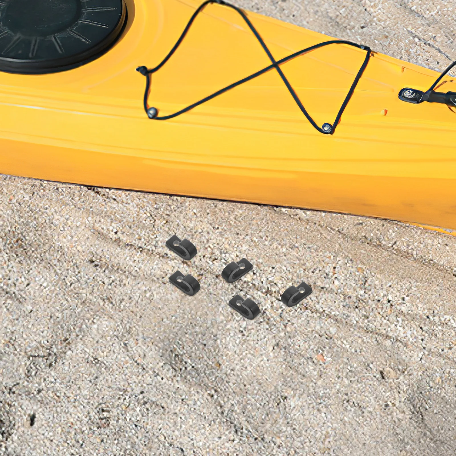 

10pcs Kayak Accessories Jshaped Hook Lightweight Outdoor Canoe Sturdy Lashing Multi function Bungee Boat Cooler Black PP