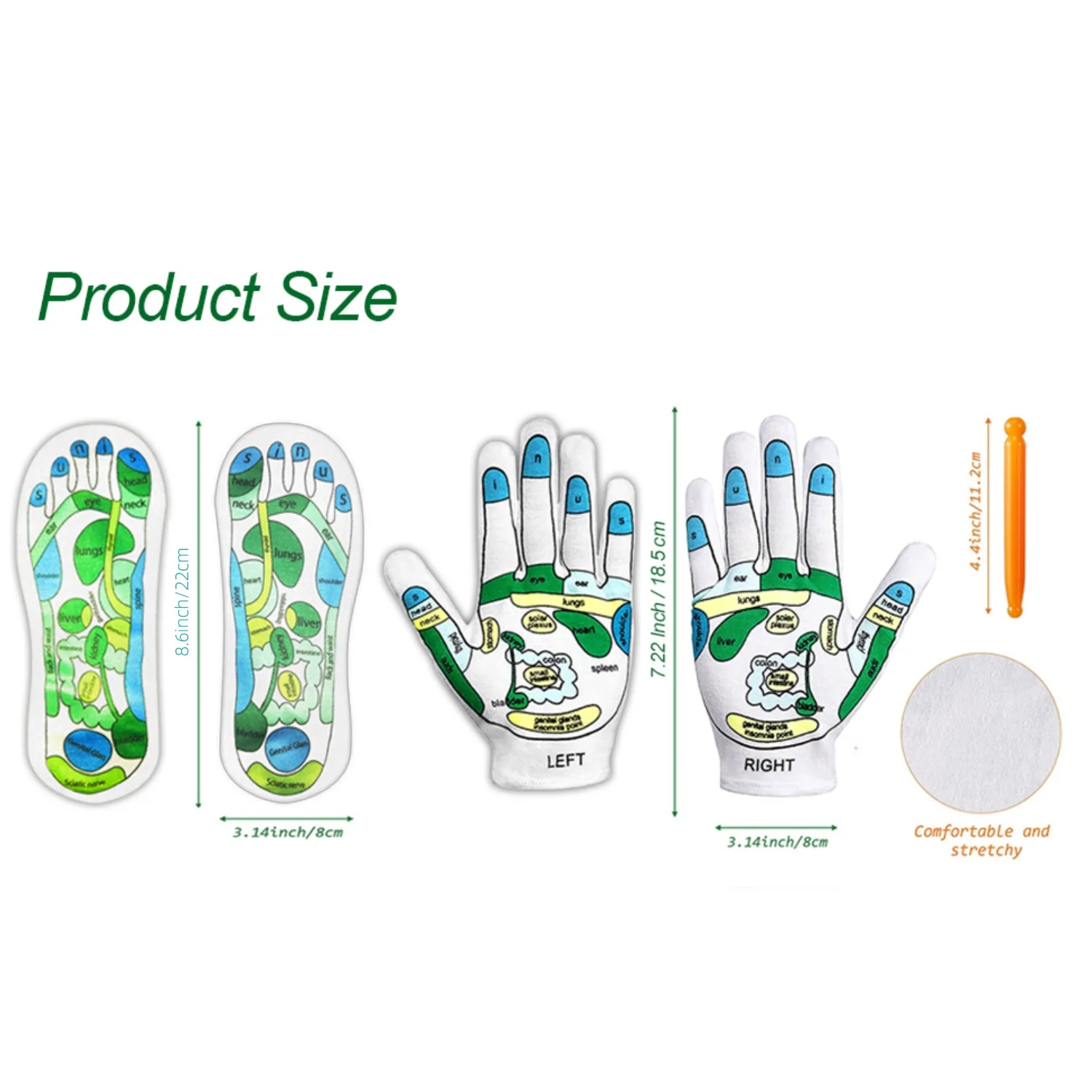 5PCS Reflexology Therapy Socks and Gloves Set with Massage Tool - Relief for Fibromyalgia, Boosts Blood Flow, Energy Regulation  image 3