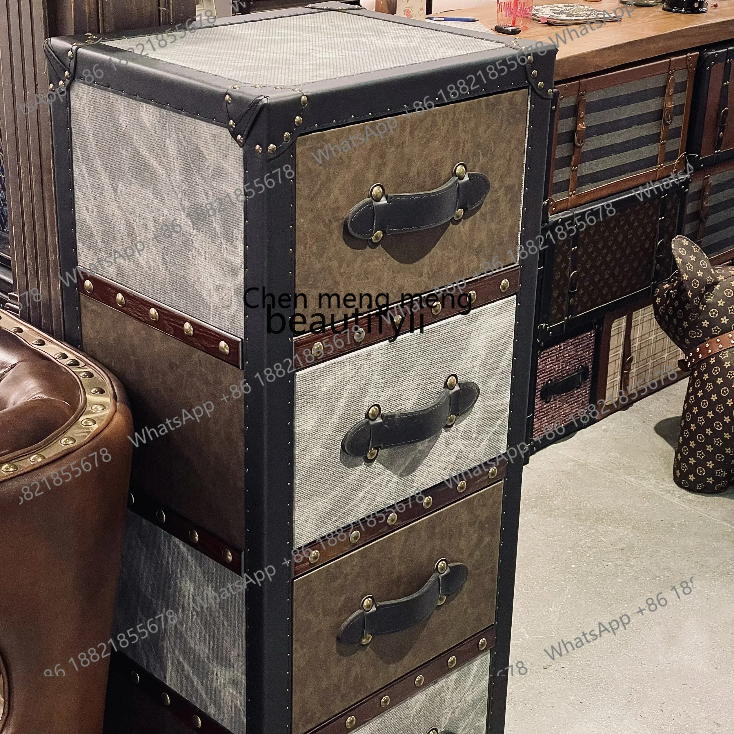 New arrive  American art color scheme retro side cabinet premium dining side cabinet bedroom storage drawer cabinet