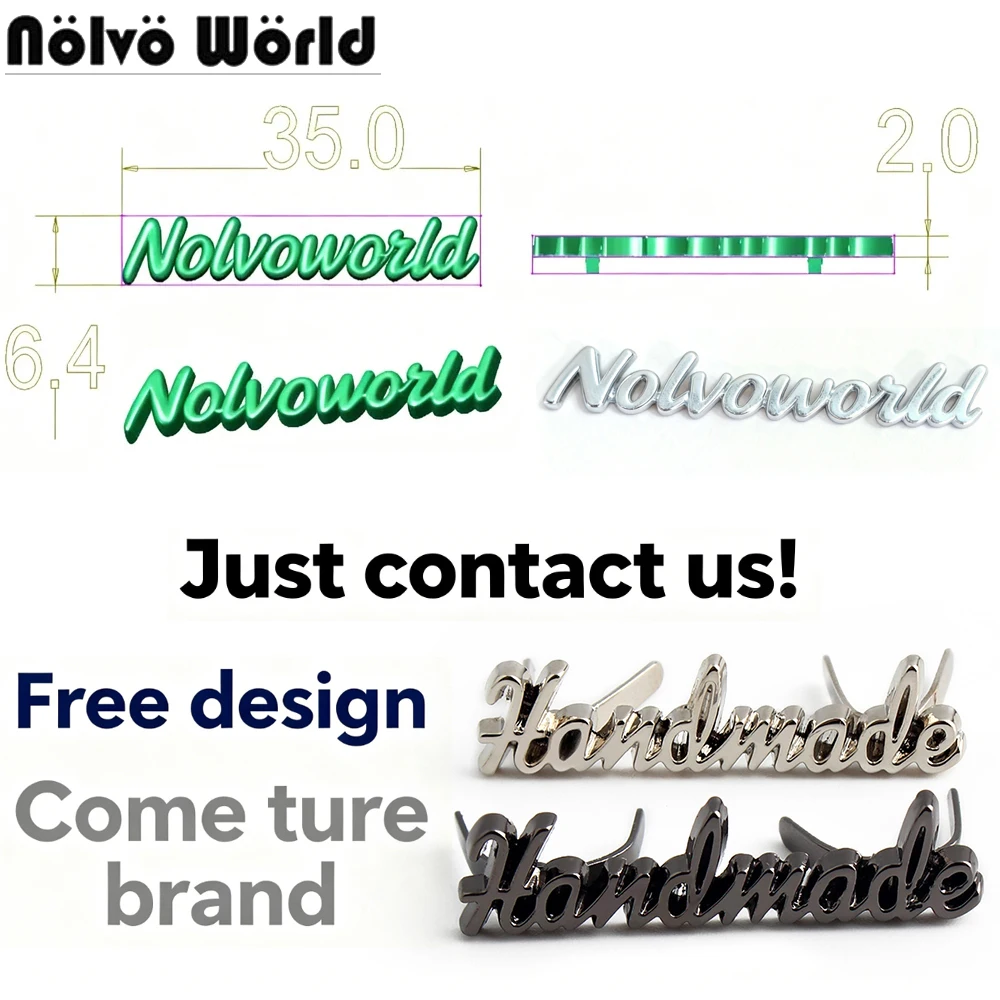 200PCS Engraved Customize Metal Labels Tags For Leather Hat Bags Purse Jeans Shoes DIY Craft Clothes Making Logo Printed Brand