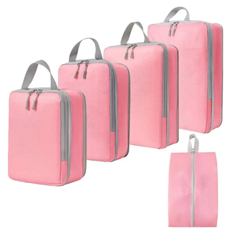E8BD Travel Packing Cubes Set 5 Piece Polyester Luggage Bags for Clothing Sorting, Flight Packing, and Fast Access for Travel