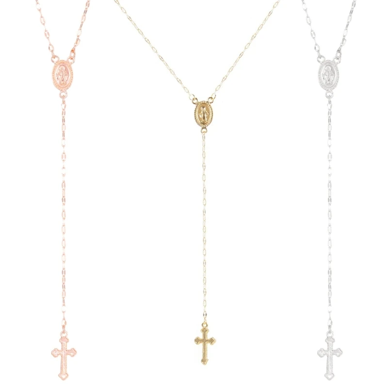 Religious Crosses Necklace Gothic Styles Clavicle Chains Vintage Crucifix Pendant Neckchains Handmade Party GIfts for Women Girl