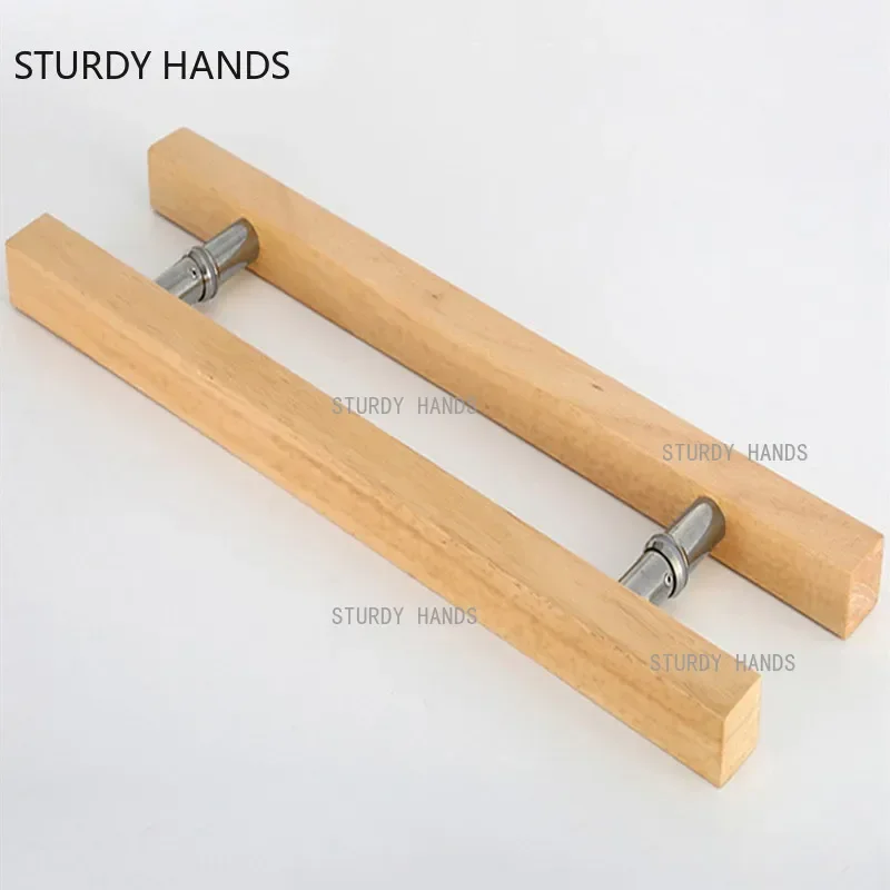 1set Glass Door Solid Wood Handles Bathroom Large Door Handle Indoor Customized Pulls Kitchen Cabinet Knobs Furniture Hardware