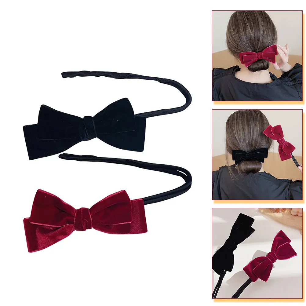 2pcs Bowknot Hair Bun Maker Hair Styling Tool For Women Fast Updo Accessory Bun Former Curler Shaper Donut Wrap
