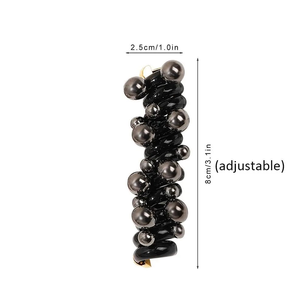 New Telephone Wire Elastic Hair Band Bubble Braid Pearl Phone Cord Hair Tie Hair Accessories Spiral Rubber Band Women