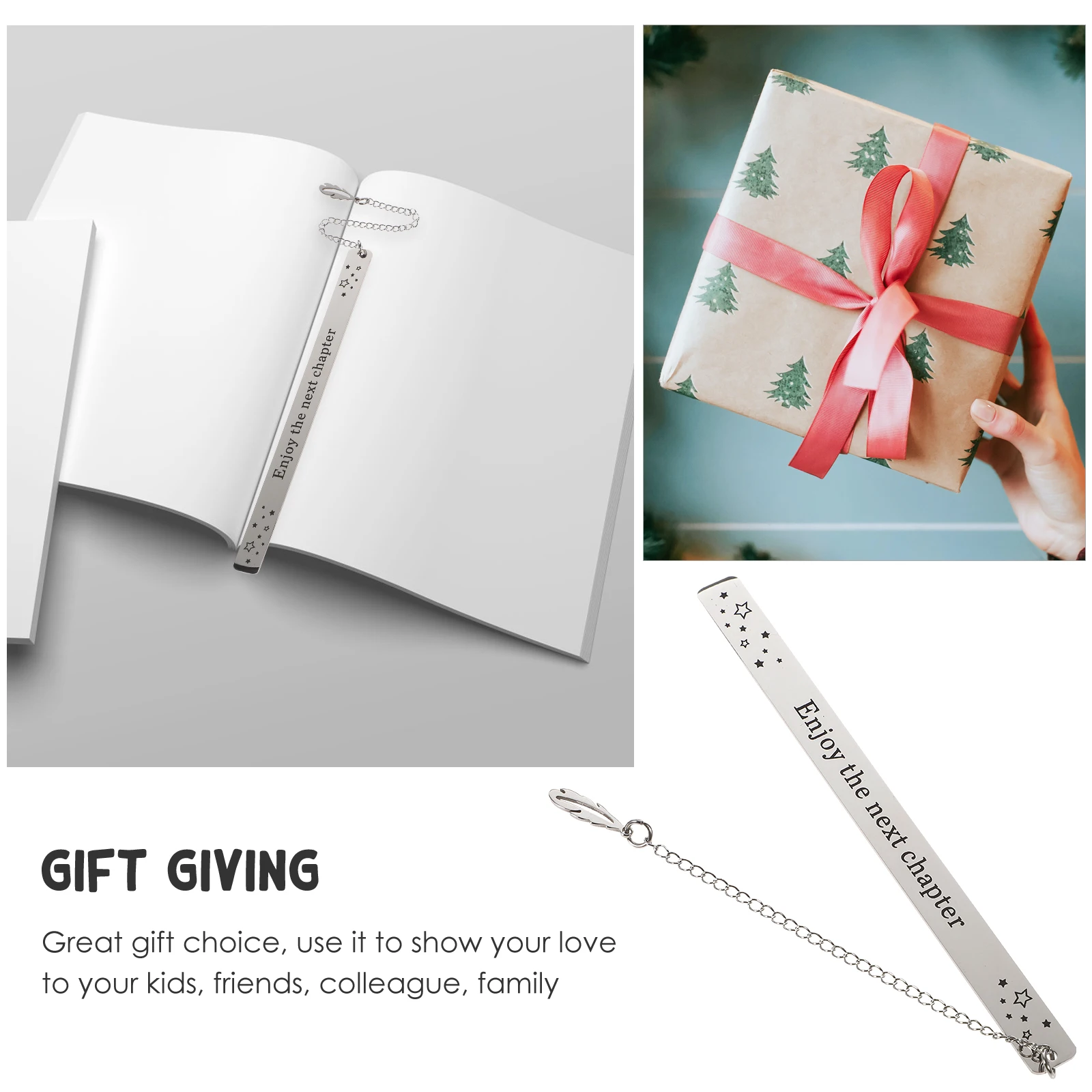 

Leaf Pendant Stainless Steel Bookmark Chic and Charming Book Marker for Book Lovers Functional Decorative Gift for Family