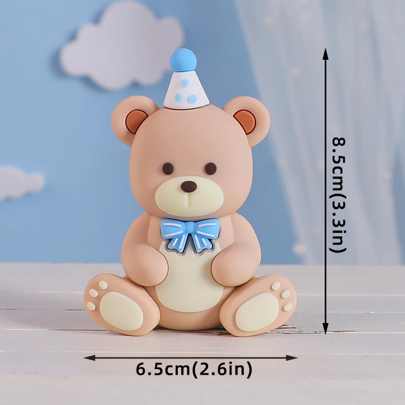 Baby-Bausteine Auto Trojanisches Pferd Blau Rosa Bär Tortendekoration für Jungen Mädchen Babyparty Geburtstagstorten-Deko-Set – Detail 5