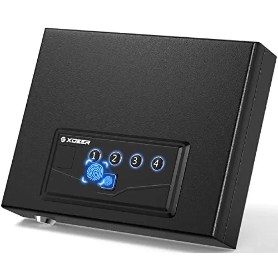 

Биометрический сейф для пистолета S004 - Быстродоступный сейф для огнестрельного оружия с улучшенной клавиатурой для отпечатков пальцев и ключом для дома, прикроватной тумбочки