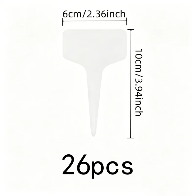 Waterproof Plant Tags 26 pcs, Waterproof Fade Resistant, White T-Shape Design, for Nursery Seedling ID