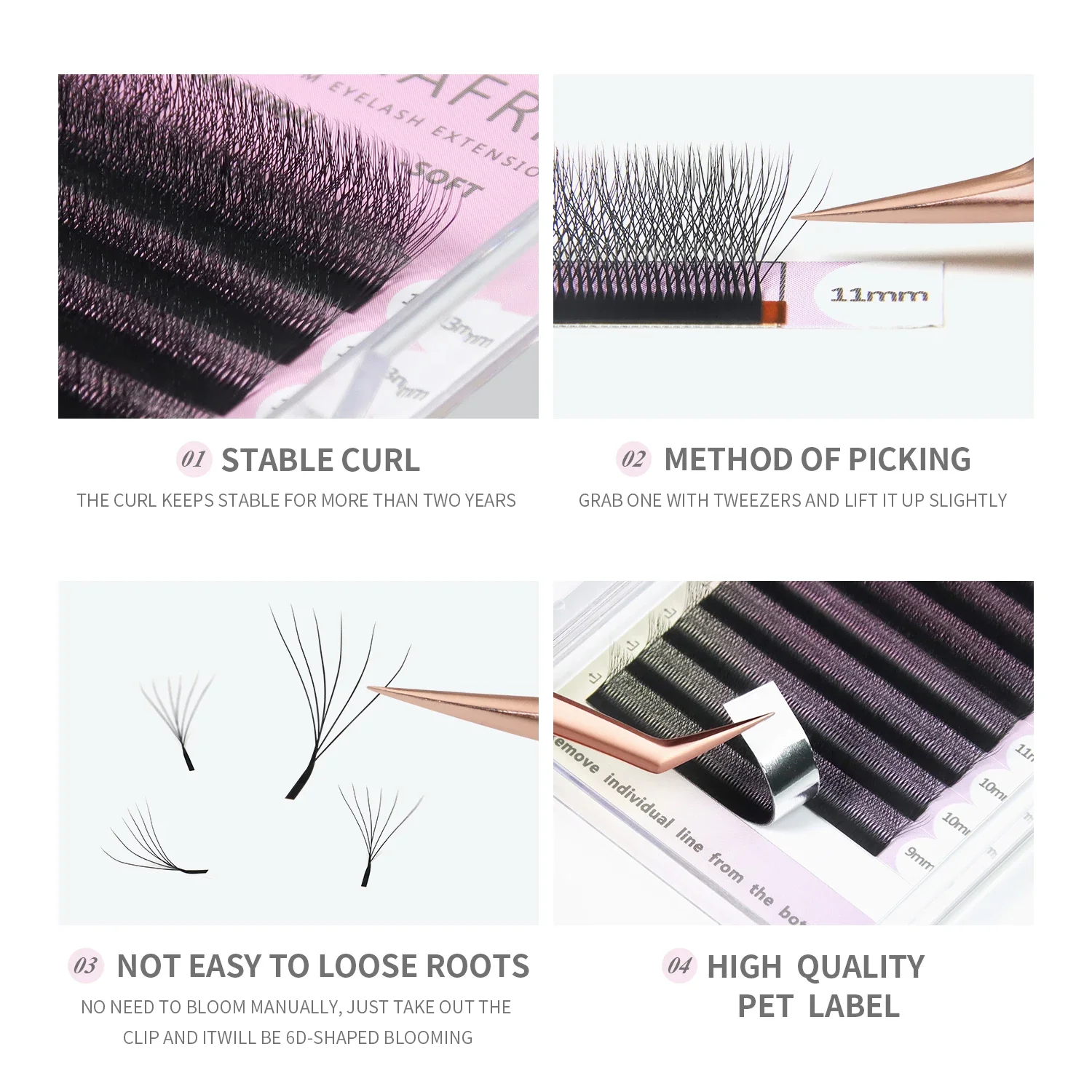 6D W-Shaped False Eyelashes Natural Volume Fans
