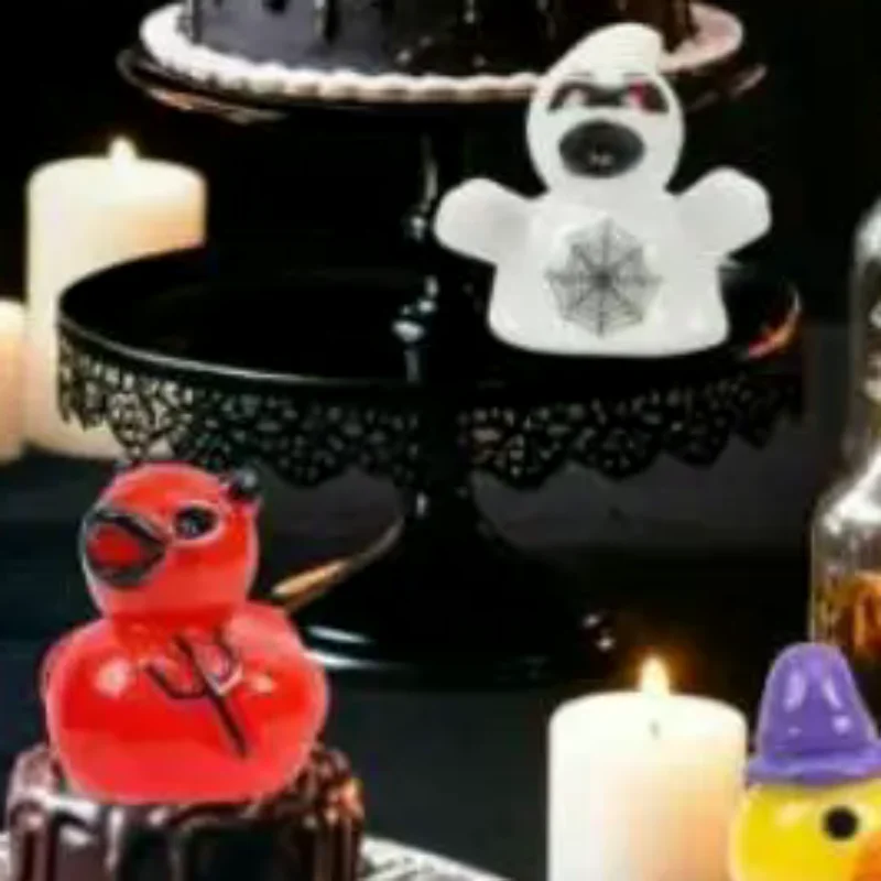 8Pcs/set Mini Resin Halloween Ducks And Ghost Miniatures Figurines Bulk For Garden Fairy Micro Landscape Home DIY Decoration