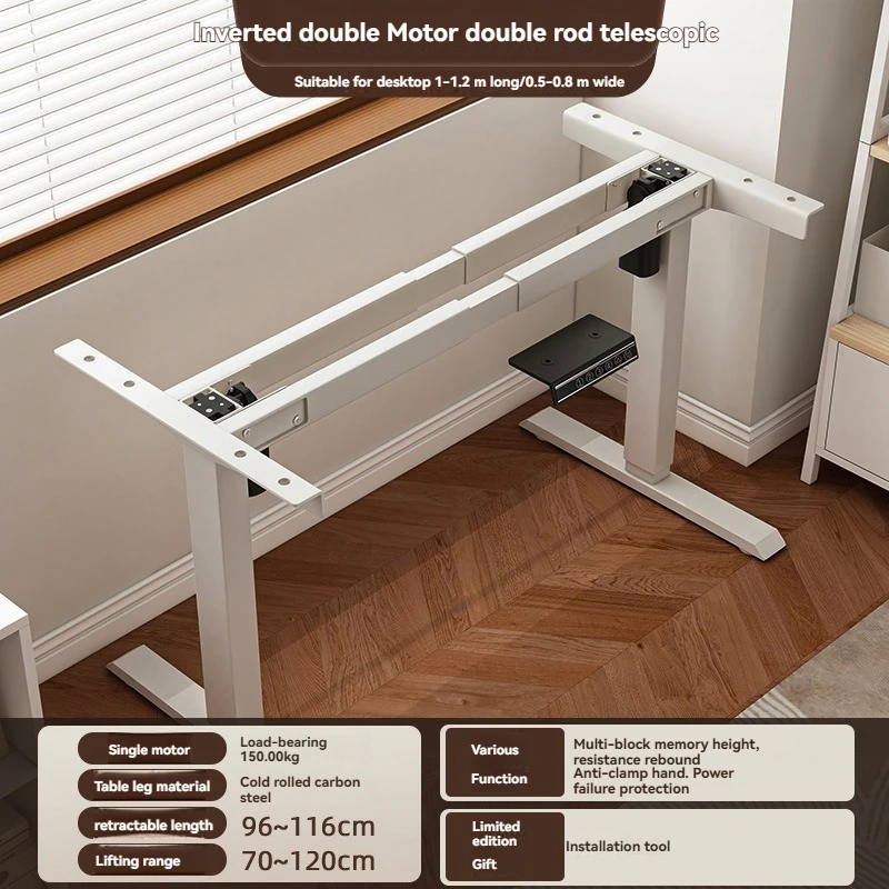 Smart Electric Height Adjustable Desk Frame, Dual Crossbeam Sit Stand Desk Bracket for Office Computer & Home Study Table