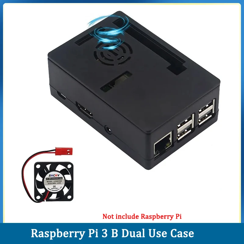 Raspberry Pi 3 B Case Dual Use Plastic ABS Shell Box Optional With Cooling Fan For Raspberry Pi 3/3+
